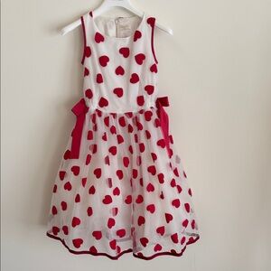 NWOT sz XS MonnaLisa Red and White Heart Print Dress